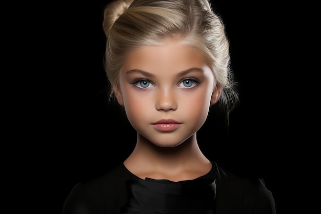 a young blonde girl with blue eyes