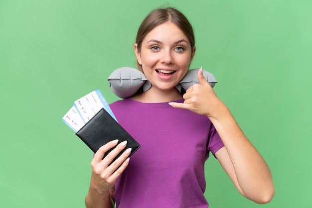 Young blonde woman over isolated background