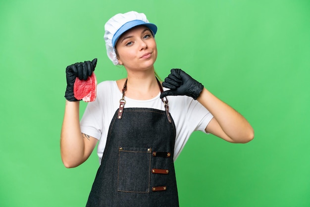 Young blonde woman over isolated background