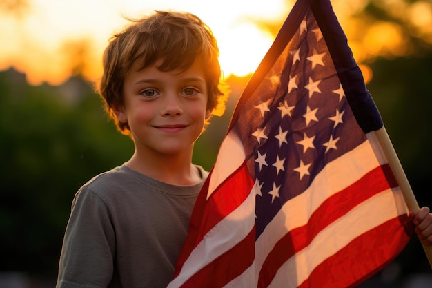 Young Boy and the American Flag