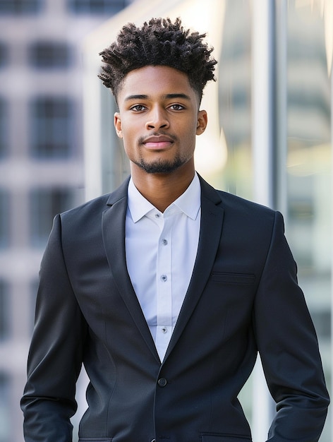 Photo young boy in a business attire man in full suit ai art