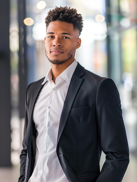 Photo young boy in a business attire man in full suit ai art