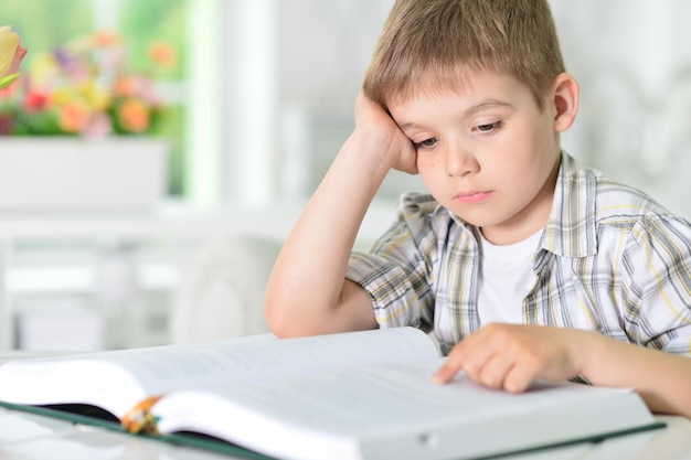 Young boy doing homework