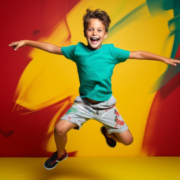 Young Boy Jumping in the Air