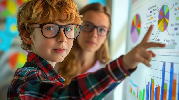 Young Boy Presenting Business Data