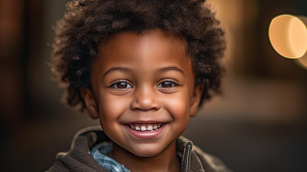 A young boy smiles for the camera.