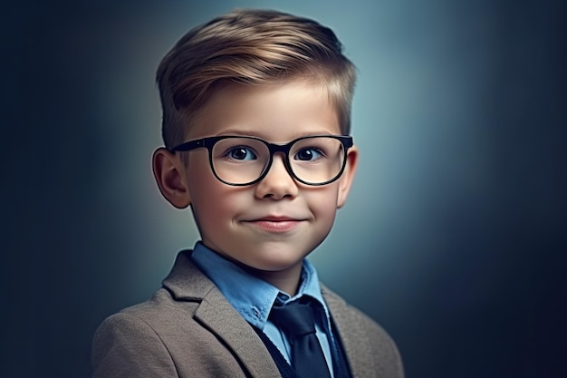 A young boy wearing glasses and a shirt that says'i'm a scientist '