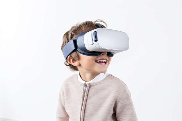 A young boy wearing a pair of virtual glasses