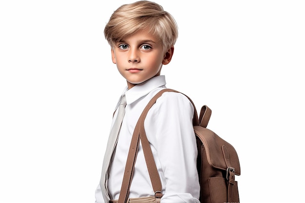 a young boy with a backpack that says quot hes a boy quot