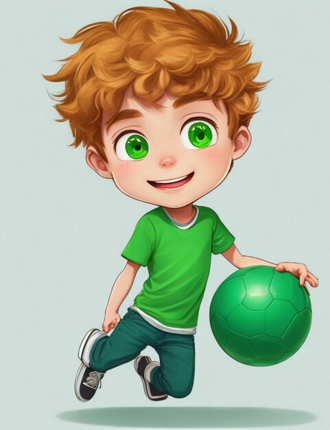 Photo young boy with ball generative ai