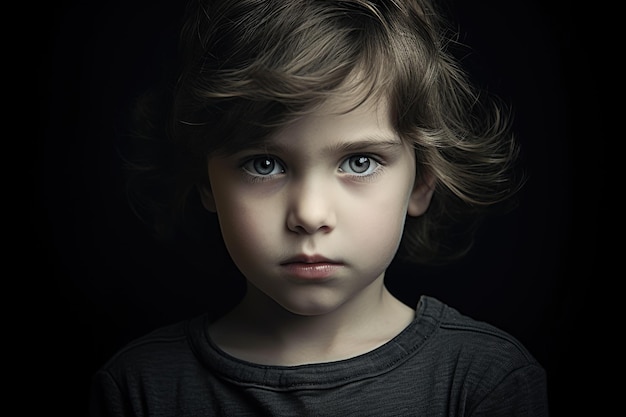 A young boy with a black shirt