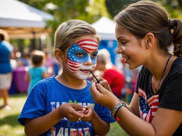 Photo a young boy with a blue shirt that says quot usa quot on it