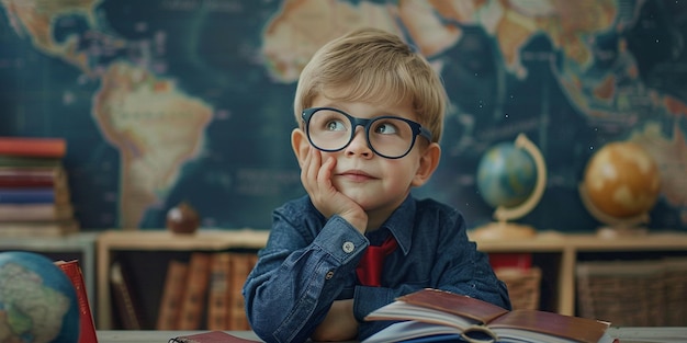 A Young Boys Daydream in a Classroom Filled With Knowledge