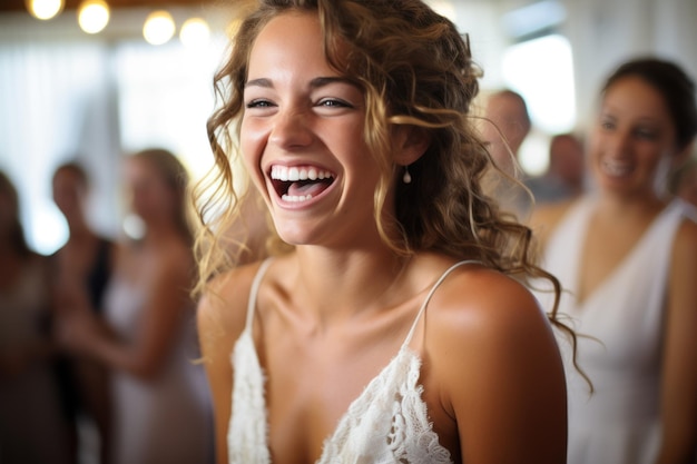 Young bride at her summer wedding Convey real emotions