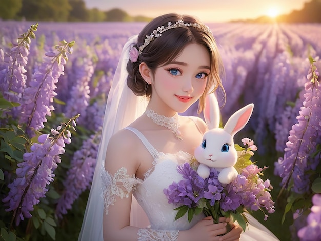 young bride wearing white wedding dress