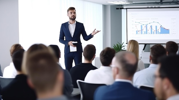 young business man Company manager making project presentation for company employees