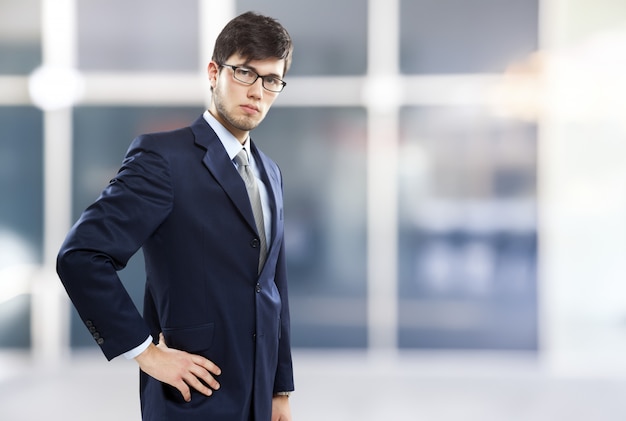 Young business man out of his office