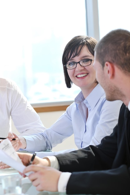 young business people group have  meeting at conference room and have discusion  about new ideas  plans and problems