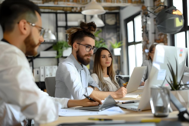 Photo young business people working in the office