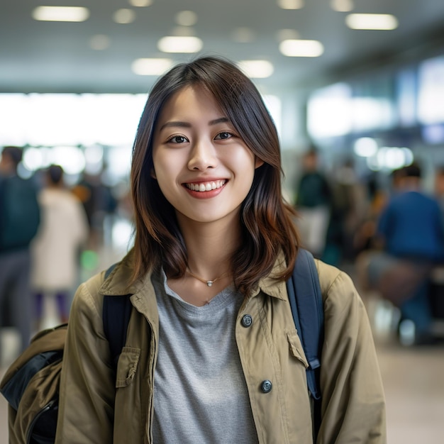 Young business woman in international airport