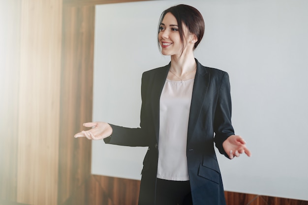 Young businesswoman holding a meeting