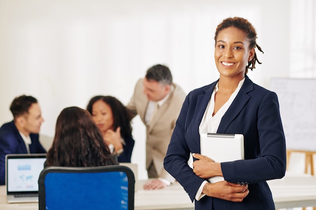 Young businesswoman with tablet computer