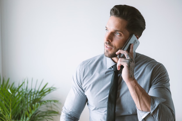 Young bussiness man working at office