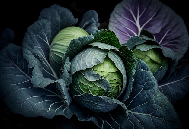 Young cabbage close up AI Generated