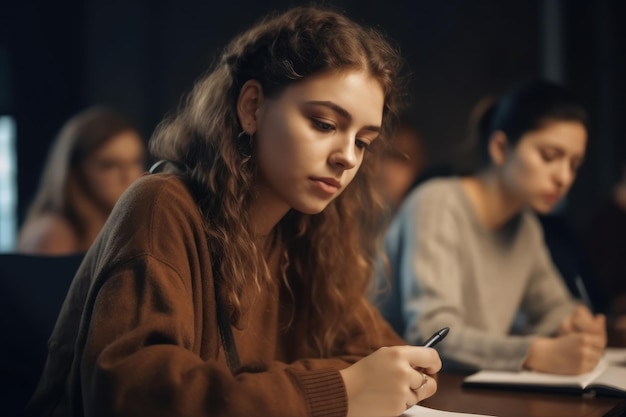 Young casual students listening to coach at course