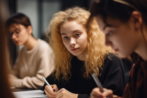 Young casual students listening to coach at course