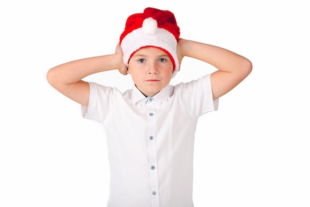 A young caucasian boy showing hand gesture Kid portrait gesturing with fingers against Funny emotions facial expression body language