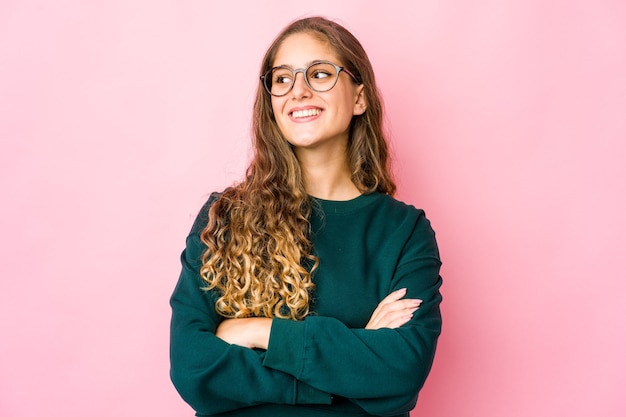 Young caucasian cute woman expressing emotions isolated