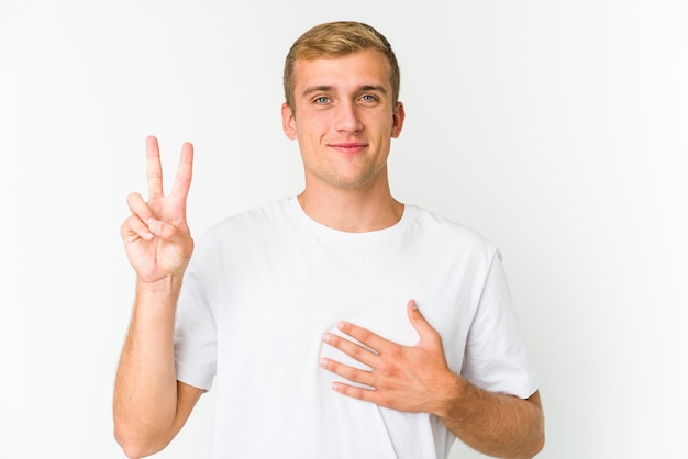 Young caucasian handsome man isolated expressing emotions