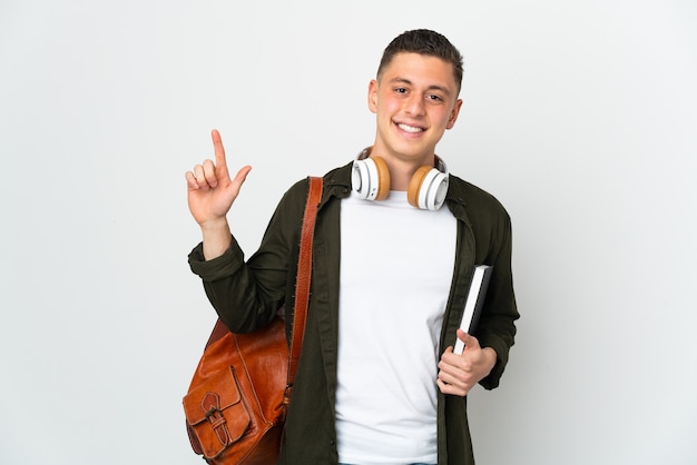 Young caucasian student man isolated