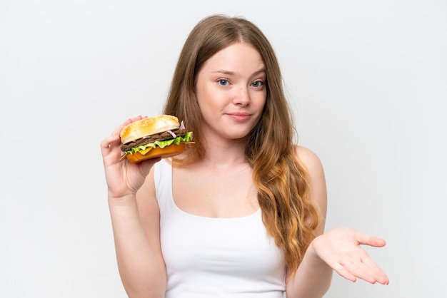 Young caucasian woman over isolated background