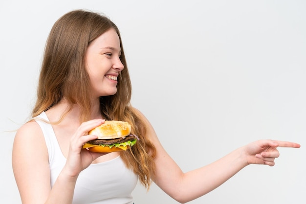 Young caucasian woman over isolated background