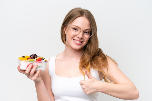 Young caucasian woman over isolated background