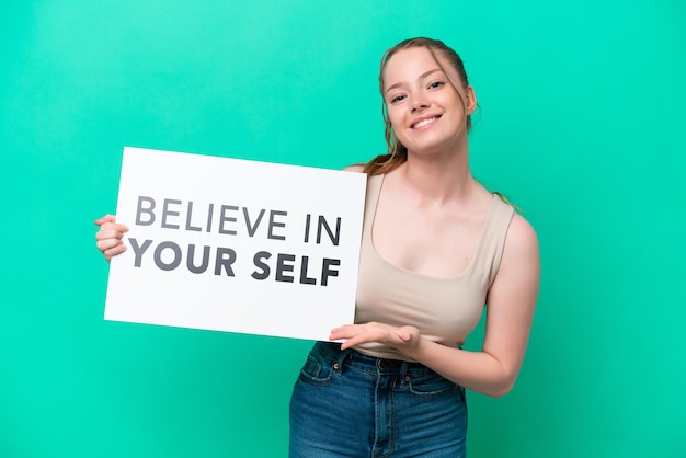 Young caucasian woman over isolated background