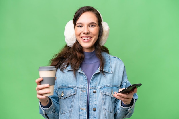 Young caucasian woman over isolated background