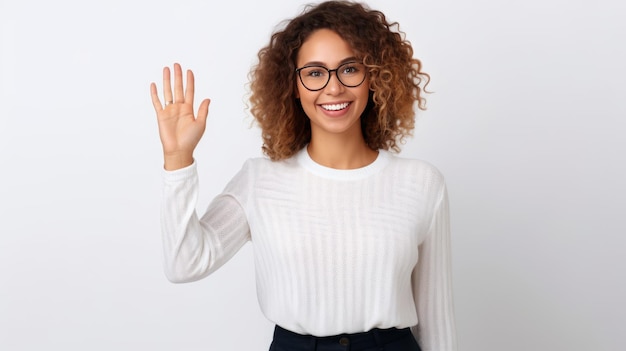 Young caucasian woman isolated on white background laughing