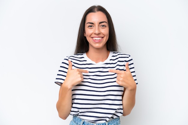 Young caucasian woman isolated on white background with surprise facial expression