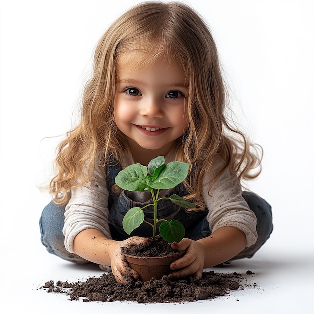 Photo young child planting a tree early environmental education