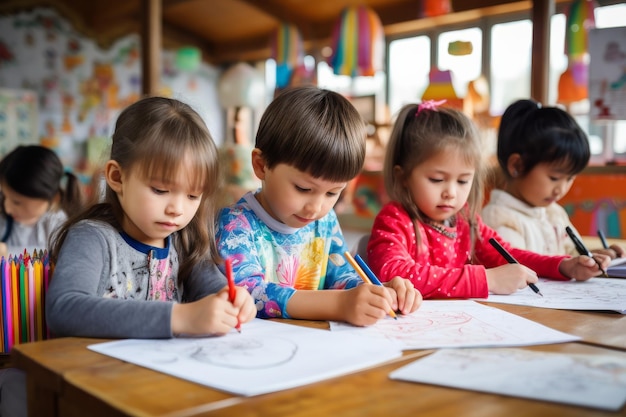 Young Children Sitting at Table