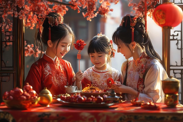 Young Chinese Family Celebrating Chinese New Year Together