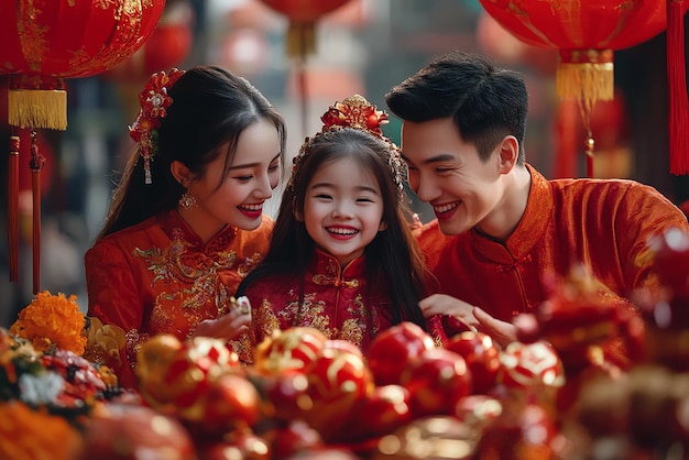 Young Chinese Family Celebrating Chinese New Year Together