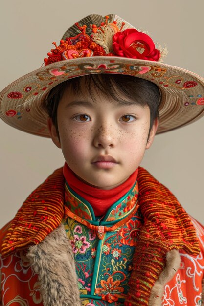 Young Chinese Thai people are seen in a studio shot wearing both traditional and modern clothing