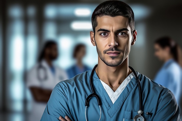 Young confident male nurse looking at camera