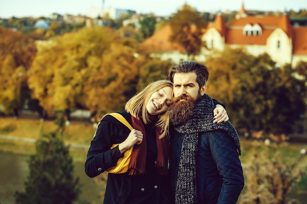 Young couple in autumn park