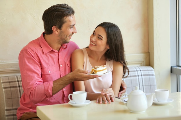 Young couple in cafe