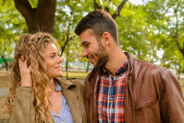 Young couple in the city park